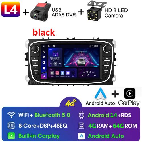 Android 14 для Ford Focus mk2 S-Max Mondeo Galaxy C-Max автомобильное радио Carplay GPS мультимедийный видеоплеер DSP AHD DVR 2din стерео