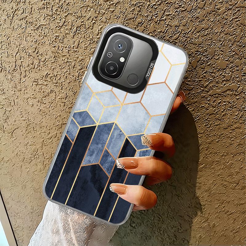 Ударопрочный чехол для телефона с геометрическим мраморным узором для Xiaomi Poco X7 X6 X5 X3 Pro F7 Ultra M8 Redmi 15C 15 14C 13C 12C 10C 13 12 10