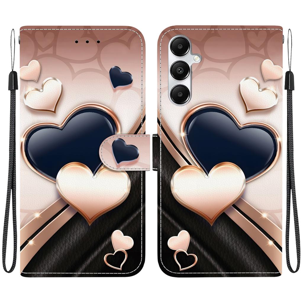 Чехол-книжка из искусственной кожи ручной работы для Samsung Galaxy A35 (A356E/A356B/A356U)- Противоскользящий ударопрочный чехол с ремешком на запястье и дизайнами в виде сердец/роз и кошек