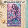 Mermaid Theme Soft Beach Towel Personalized Custom Name Text Towel Portable for Beach Pool Travel