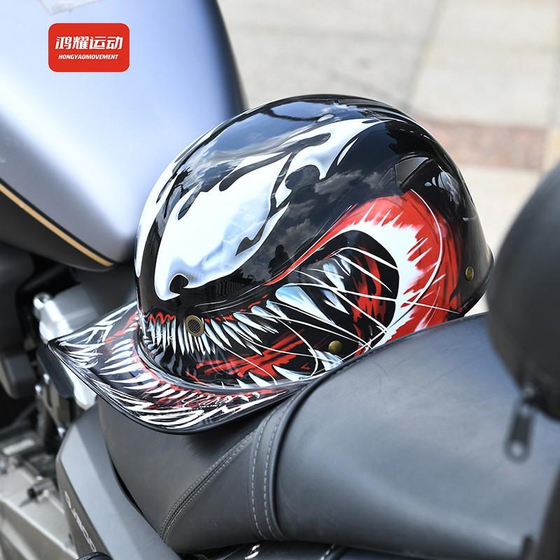 3C Certified Motorcycle Half Helmet Retro Style With Retractable Lens Adult Commuter