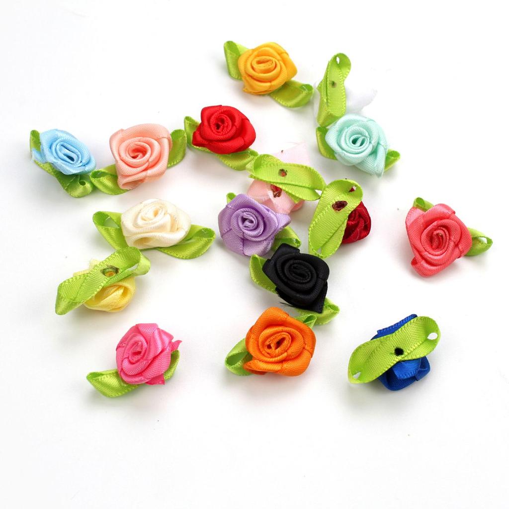 Свадебные Маленькие Разноцветные Мини Ленточные Розы Бант Украшения Искусственные Розетки Тканевые Цветы