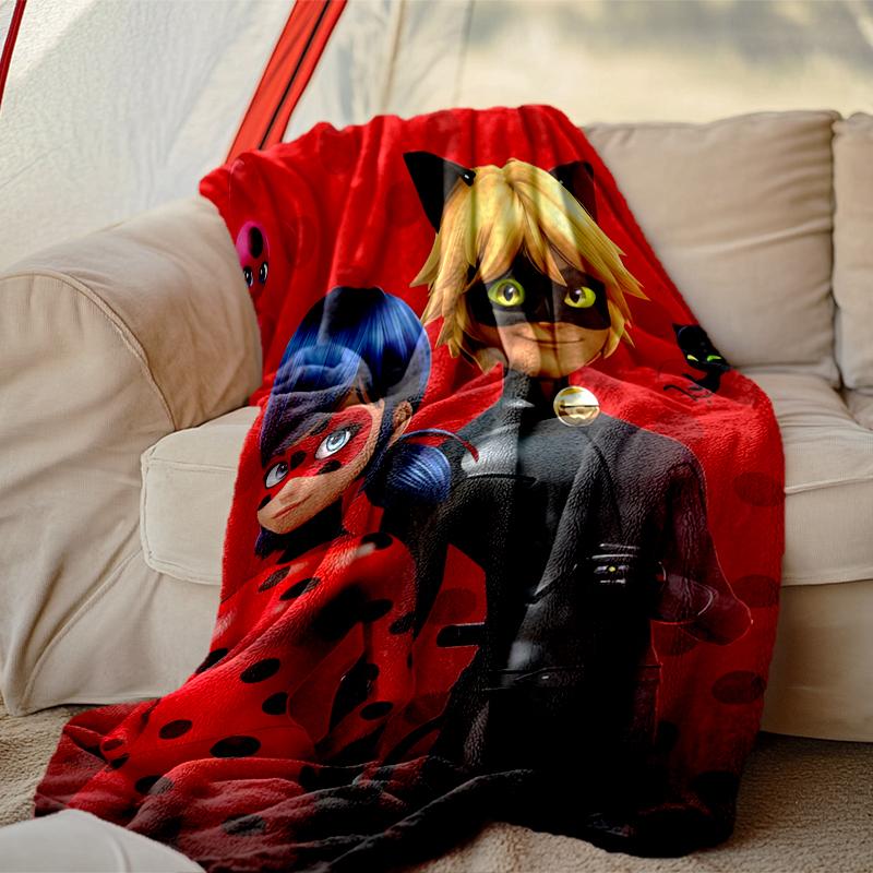 1pc Comfortable Home Print Throw Blanket, Ladybug Blanket For Bed and Sofa Use, Special Present For Family