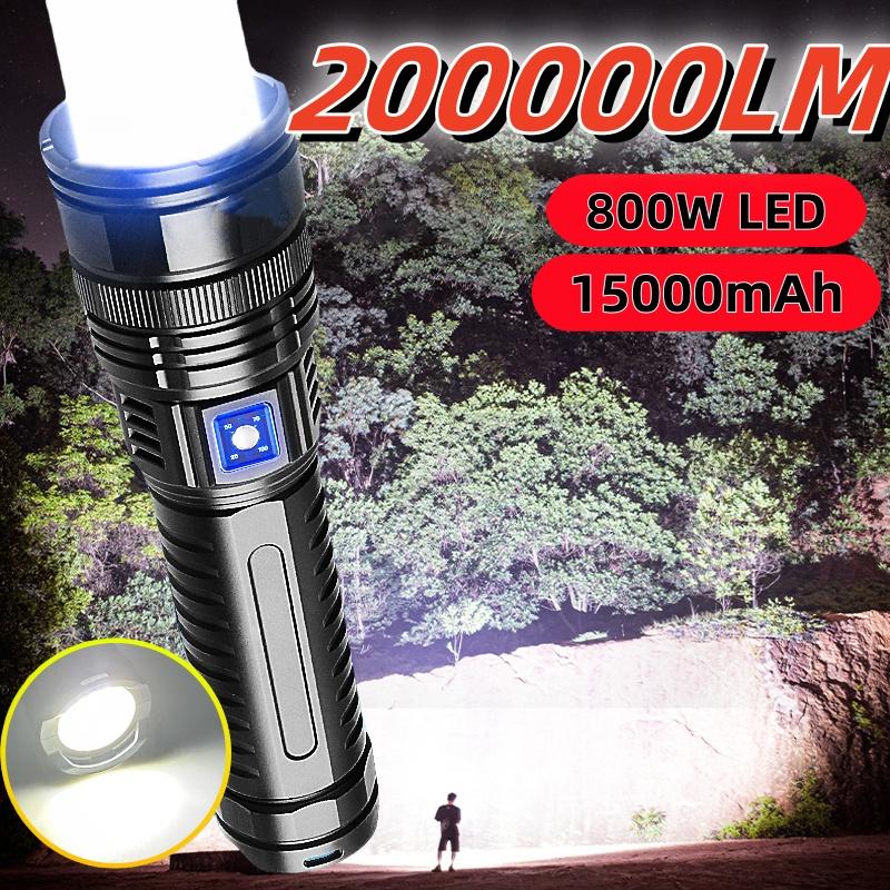200000LM 800W супер белый лазерный светодиодный фонарик водонепроницаемый масштабируемый фонарь с задним фонарем уличный рабочий фонарь для рыбалки и кемпинга