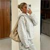 Women S Leopard Print Long Sleeve Hooded Casual Sweatshirt