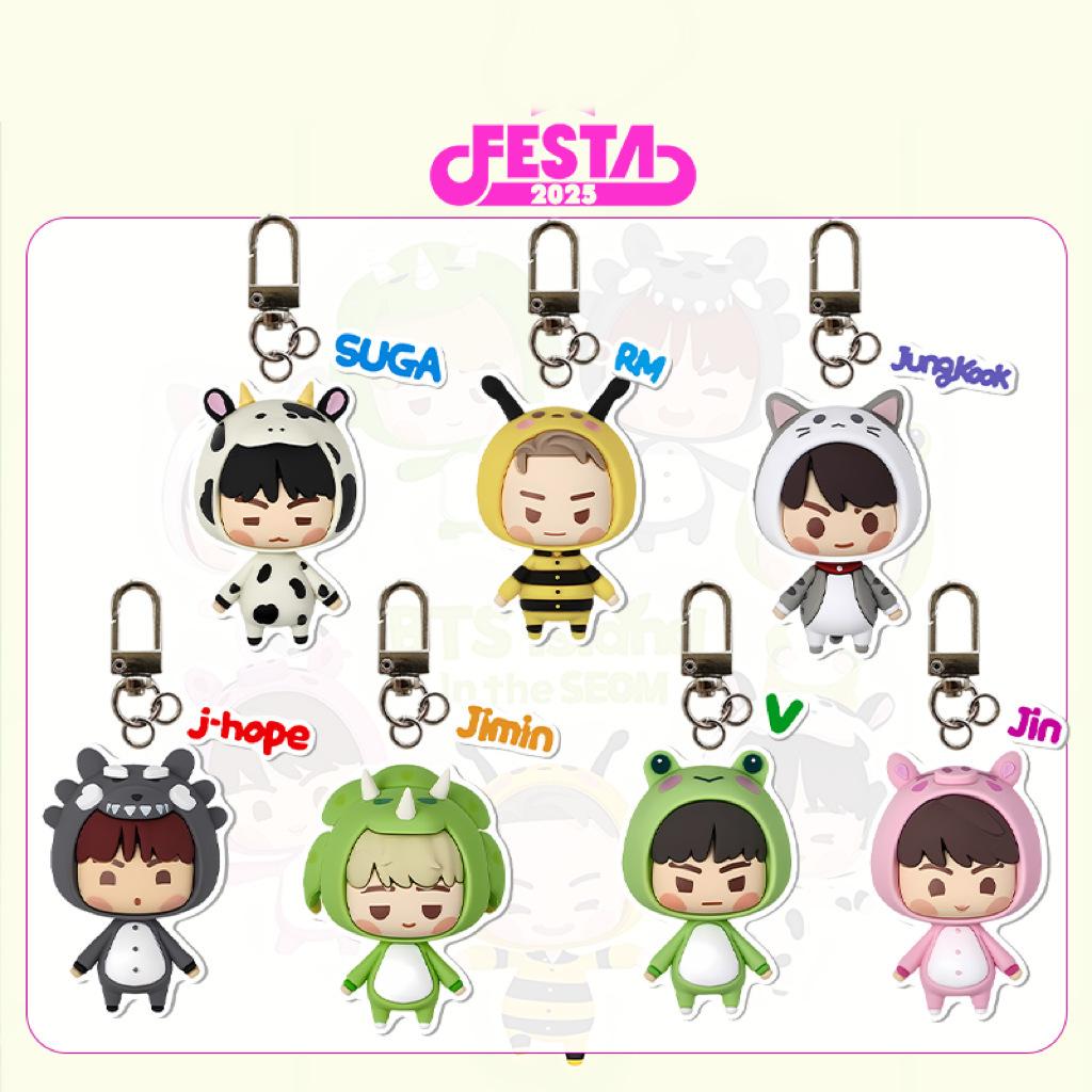 BTS 2025 FESTA Животный Костюм Мультяшный Акриловый Брелок, Bangtan Boys Милый Мультяшный Брелок с Именем Участника, Kpop ARMY Фанаты Брелок-Подвеска для Сумки