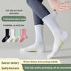 Women's Mid-Tube Sports Socks - Breathable, Shock-Absorbing, Sweat-Wicking for Badminton, Running, Yoga, and Summer Activities.