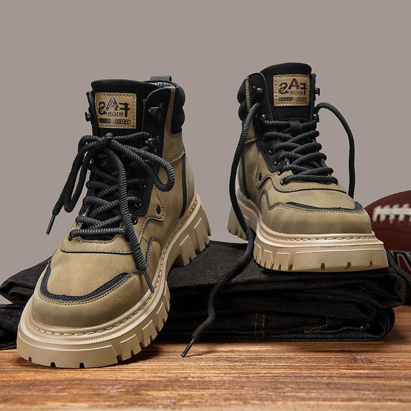 Мужские новые ботинки Martin 2024 года: Осенне-зимняя уличная желтая обувь с высоким берцем и мягкой подошвой для повседневной работы