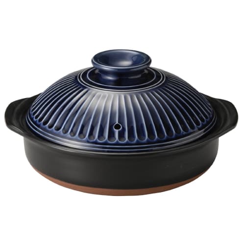 Banko Ware, Ginpo Pottery, Chrysanthemum Design Earthenware Pot (Lapis Lazuli Glaze, No. 6)