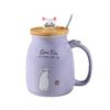 Kawaii Cute Cat Ceramic Coffee Mug with Kitty Lid And Spoon Japanese Style Tea Cup for Women Cat Lovers Novelty Gifts