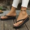 Fashion Leopard Print Flip-flops Women's Wedge-heeled Slippers Summer Thick-soled Beach New 2024 New Fashion Versatile Trendy Flip-flops