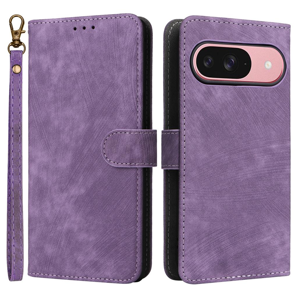 For Google Pixel 9 Pro/Pixel 9 Leather Case RFID Blocking Wallet Phone Cover with Wrist Strap