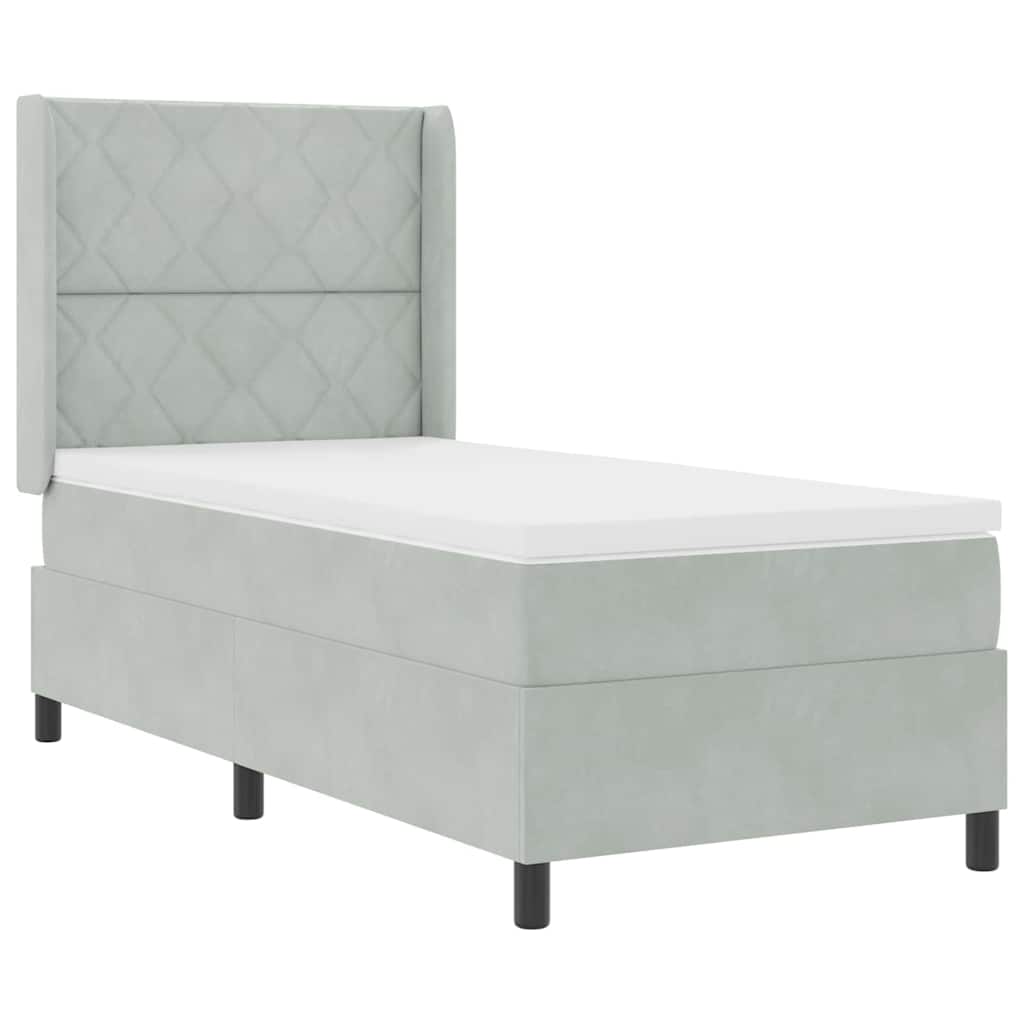 Boxspring Bed with Headboard Light Grey 100 x 200 cm Velvet