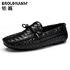 Дышащие вязаные вручную шапочки-туфли Мужская повседневная кожаная обувь Кожаные туфли для вождения Модная мужская обувь