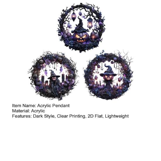 Pumpkin Witch Decoration Halloween Hanging Ornament 2D Flat Acrylic Pendant for Car Interior Rearview Mirror Backpack Key Ring