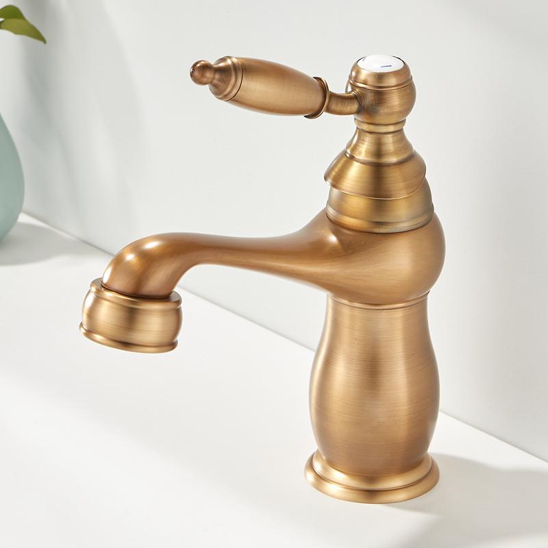 Tuqiu античный бронзовый смеситель для ванной комнаты латунный смеситель для раковины монтируемый на бортик кран для мойки горячая и холодная вода кран для раковины латунный смеситель для туалета