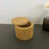 Бамбуковый ящик для хранения приправ с магнитной поворотной крышкой, деревянная солонка, держатель для перца, сахара, специй, круглая чаша-контейнер, кухонные гаджеты