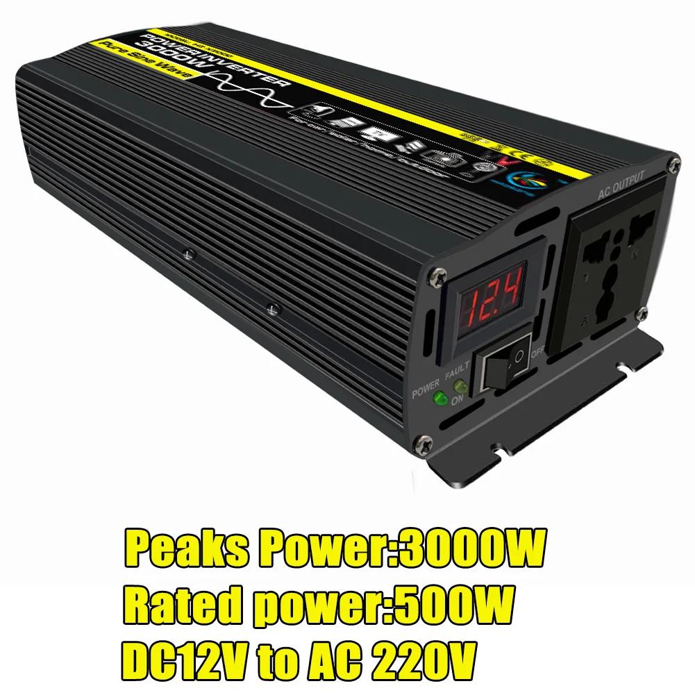 Пиковый 3000 Вт инвертор чистой синусоиды 12 В 220 В преобразователь мощности адаптер 12 В ~ 220 В 3000 Вт домашний солнечный инвертор мощность для грузовика на открытом воздухе