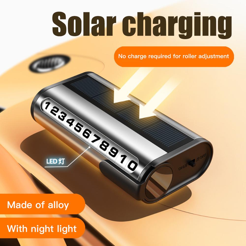 Светящийся временный номерной знак парковки автомобиля, солнечная зарядка, парковочная карта, номер телефона, временный знак остановки