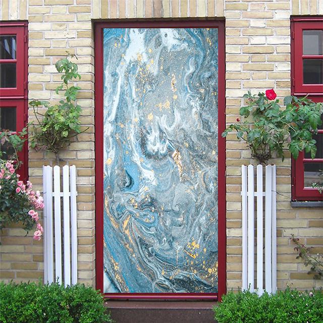 Белые мраморные наклейки на дверь, закат, простые абстрактные линии, бамбуковые обои на холодильник для гостиной, домашний декор, художественные наклейки для спальни