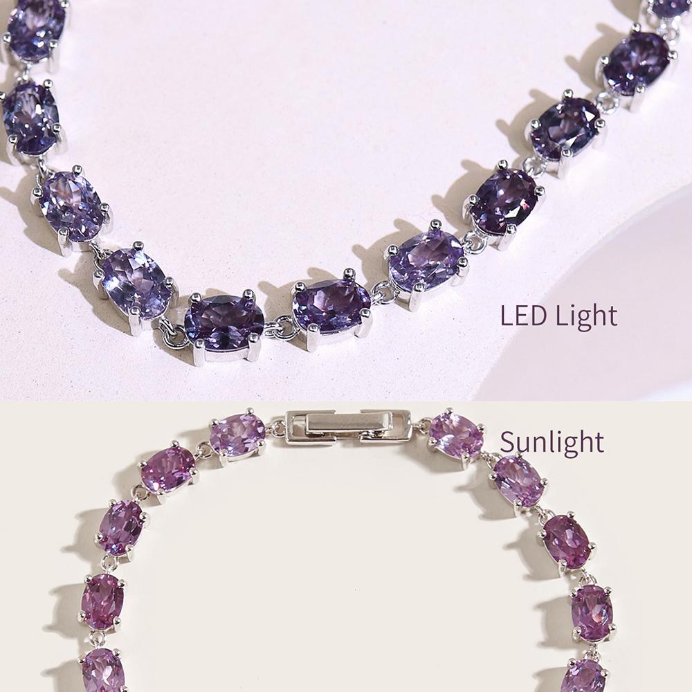 Браслет с застежкой из стерлингового серебра 925 пробы, изменение цвета, драгоценный камень Александр, изысканные украшения для женщин, мамы, жены, хороший подарок