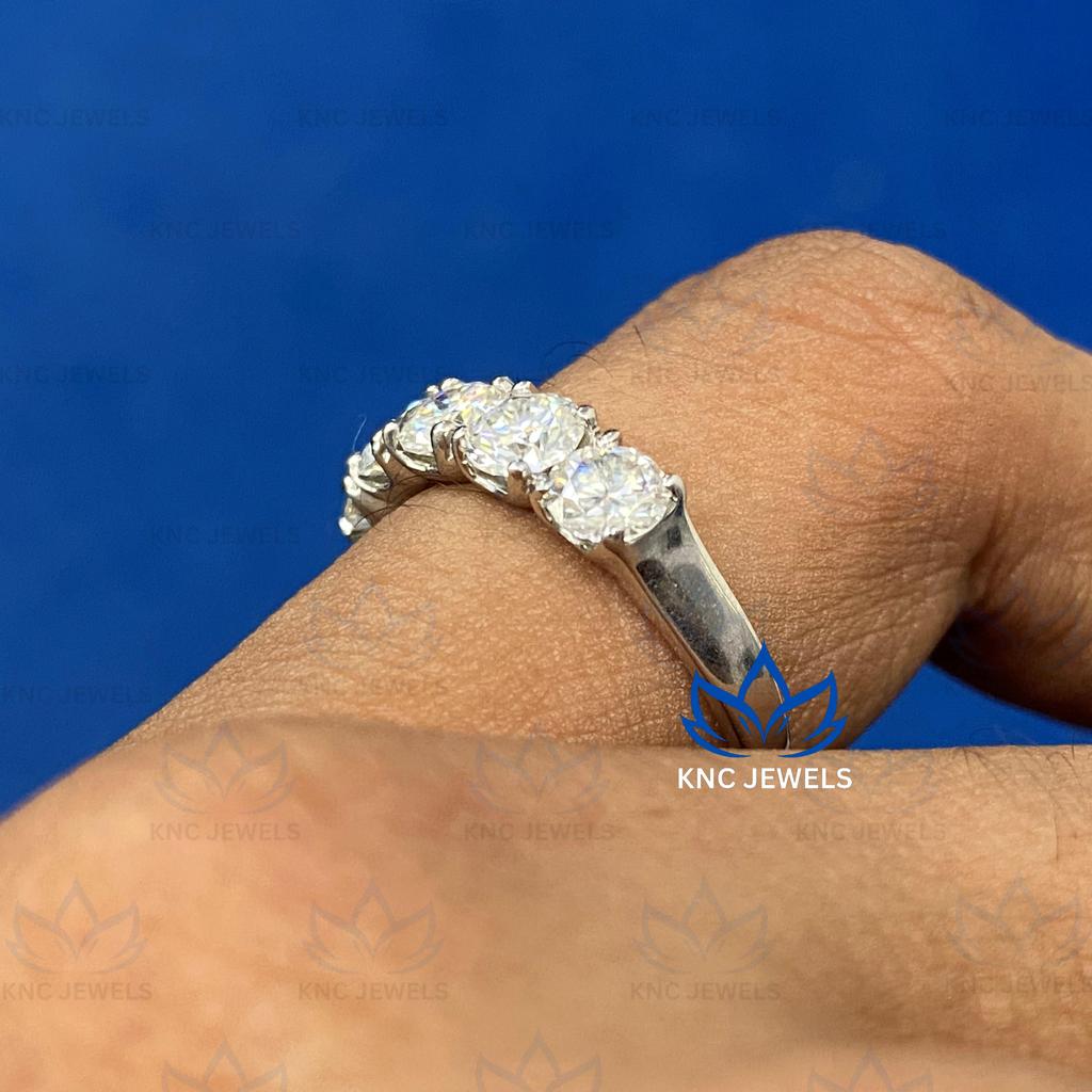 KNC Jewels 1.25ct круглой огранки пять камней муассанит свадебное кольцо вечности серебро 925 пробы