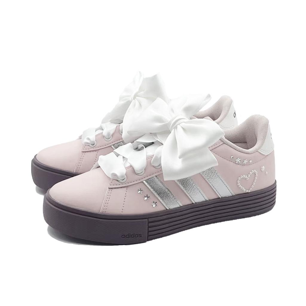 Adidas Daily 4.0 Butterfly Wing Silver Sun Abrasion Resistant Low top Skateboard Shoes Unisex Pink JR0080(tea641-)
