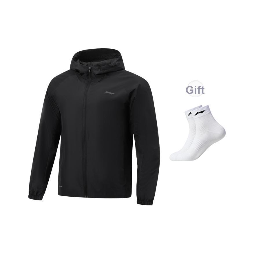 Li-Ning Мужская ветровка с капюшоном, ветрозащитная и водостойкая, с логотипом, верхняя одежда AFDW079-3