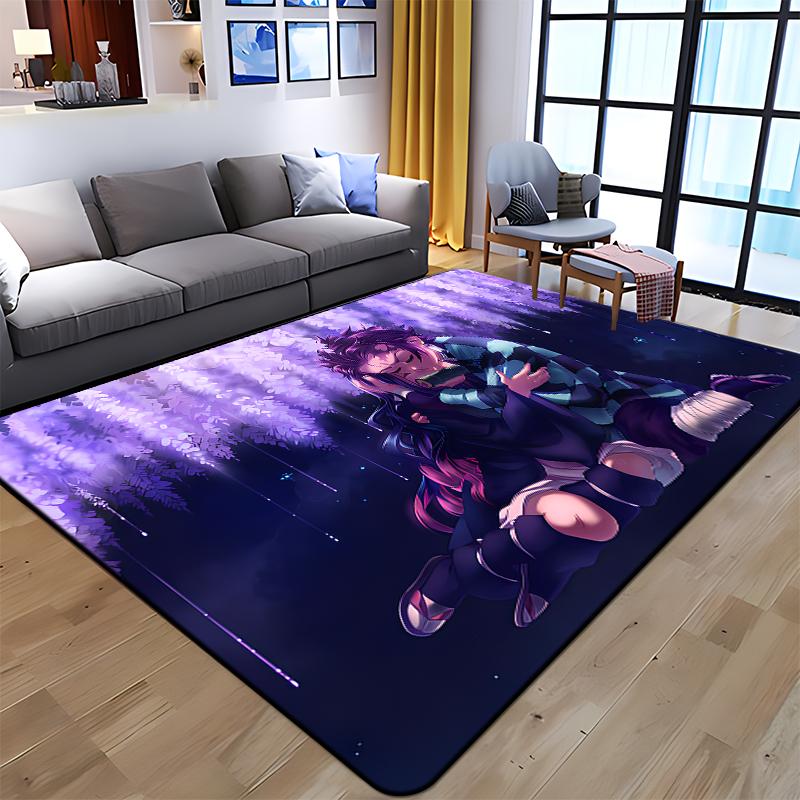 Demon Slayer Art Print Floor Mat Living Room Game Room Carpet Camping Picnic Mat Doormat Floor Mats Anime Room Decor Area Rug