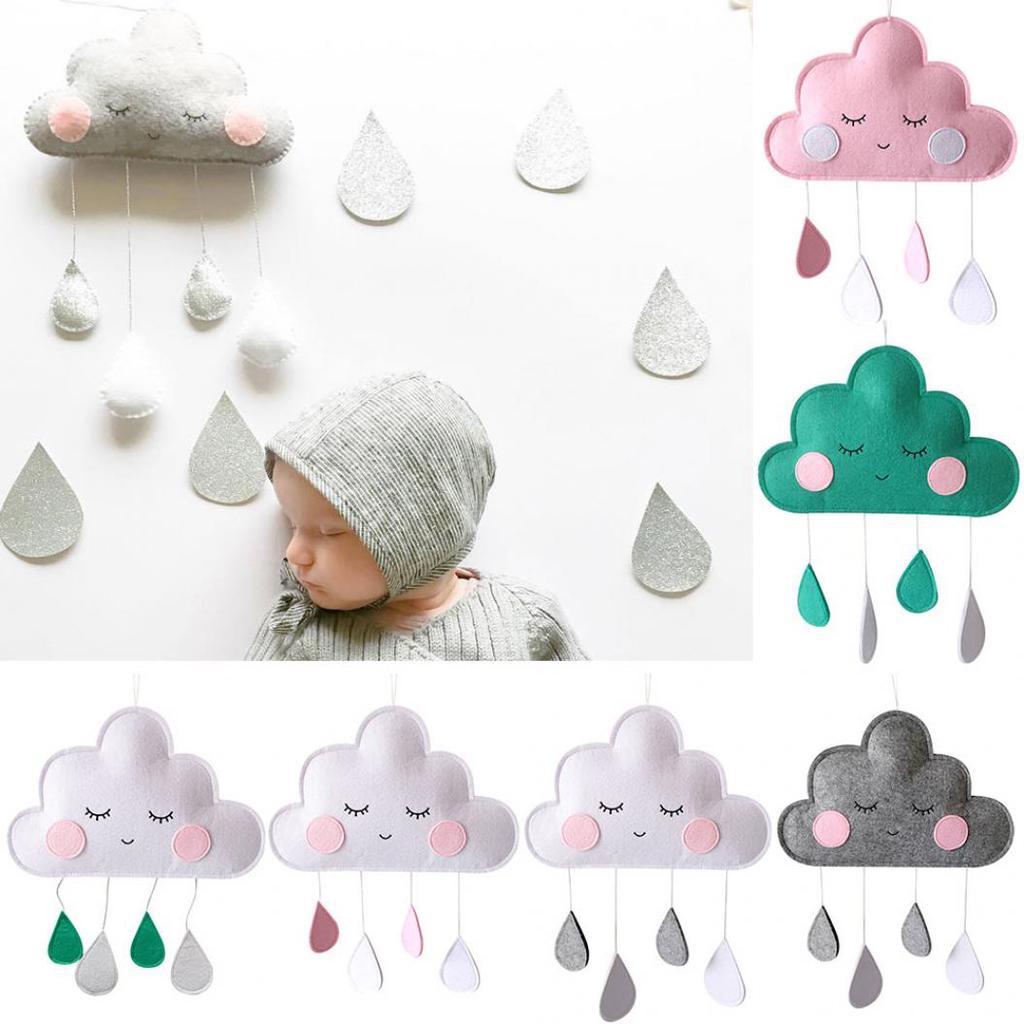Cloud Raindrop Hanging Ornament Baby Bed Tent Pendant Kids Room Decor AVE