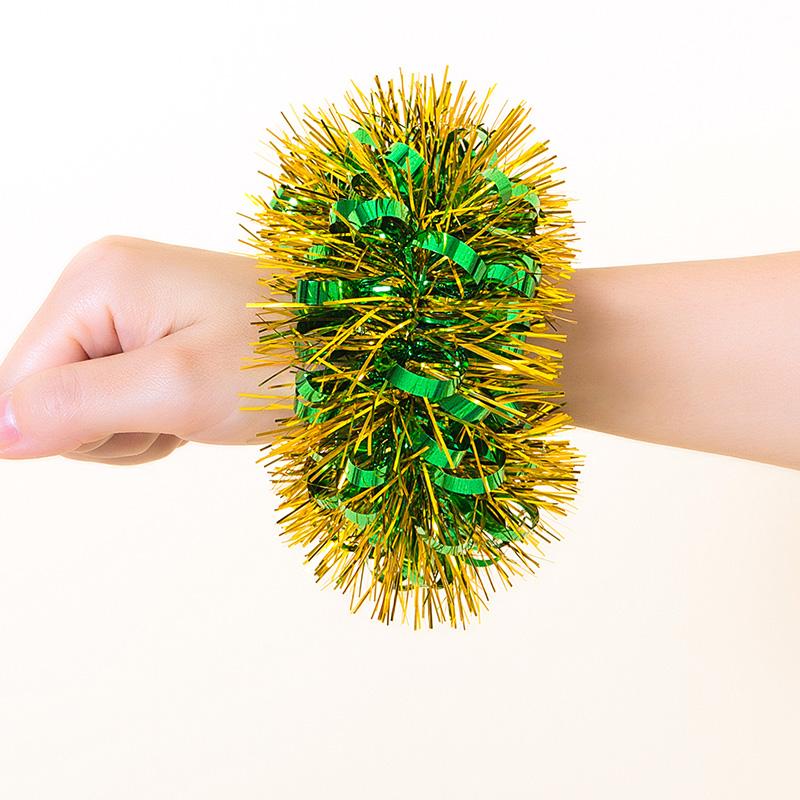 Metallic Tinsel Wrist Corsage Bracelets,Bulk Sparkly Pom Pom Wristbands for Kids Dance Recitals,Cheerleading & Party Decor
