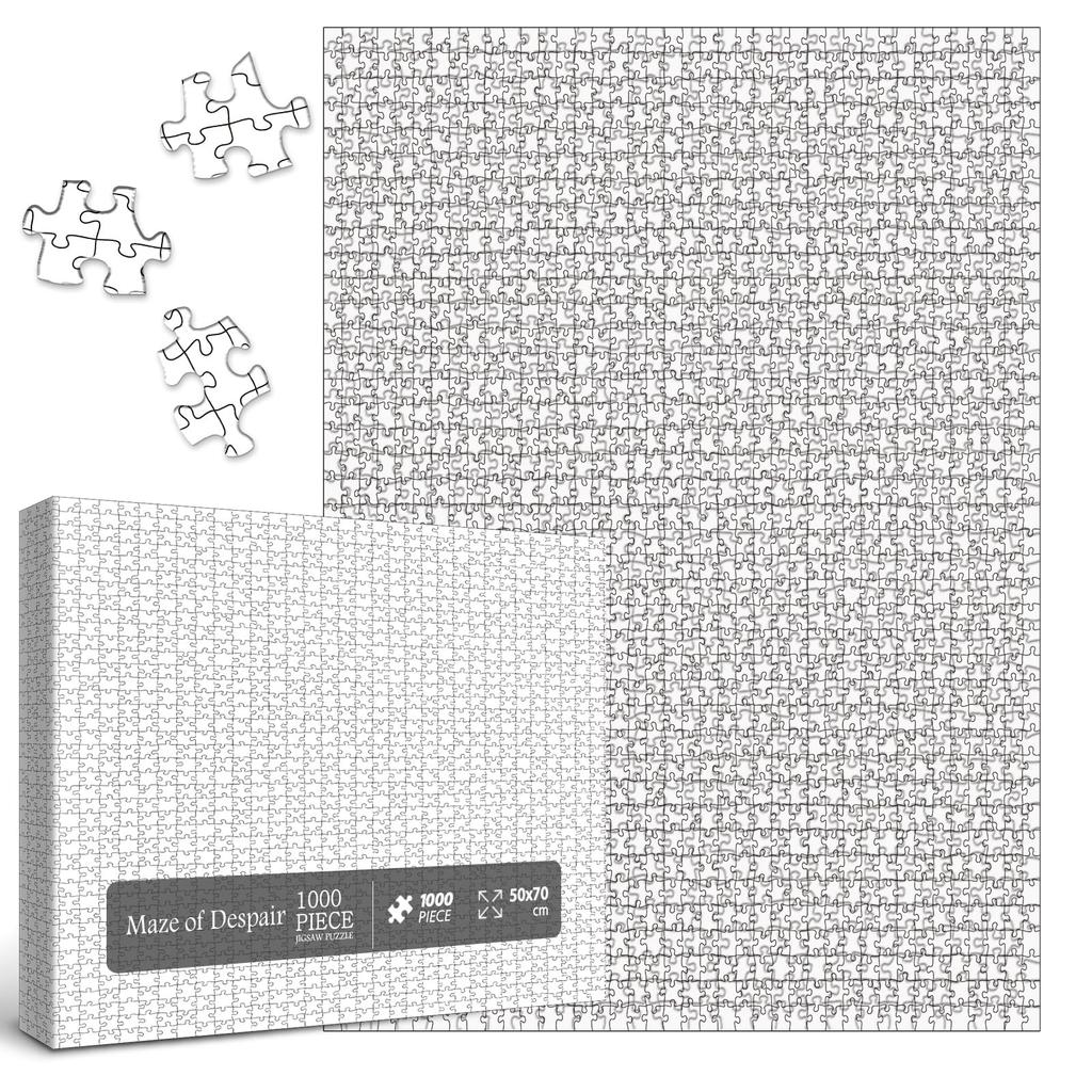 1000 Piece Impossible Crazy Jigsaw Puzzle, White Blank, Challenging Puzzle for Adults, Hard