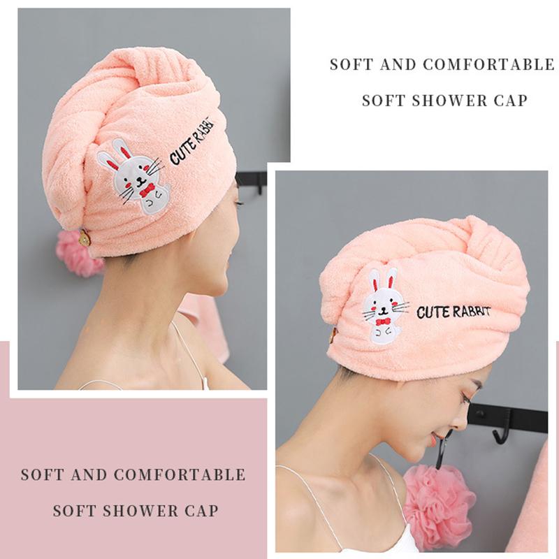 Волшебная шапочка для душа из микрофибры, двухслойное вышитое полотенце, шапочки для ванны, шапочка для сухих волос, быстросохнущая мягкая шапочка для леди, тюрбан