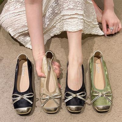Мода 2024 года, новые балетки на плоской подошве, женская обувь, ретро-атласные туфли Мэри Джейн, женская мода, повседневные туфли с бантом, одинарные туфли Zapatos De Mujer