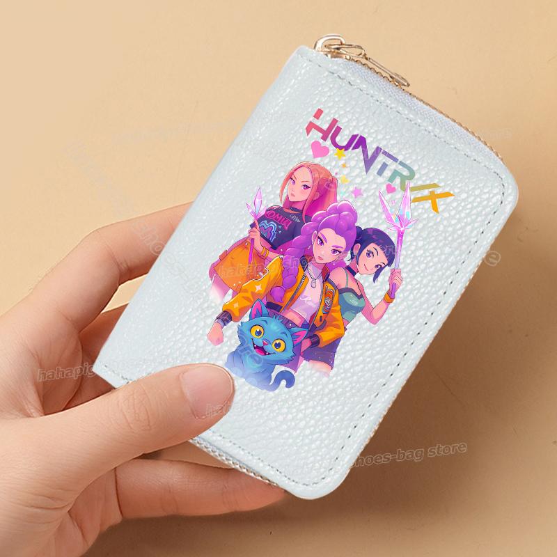 Идеальные K-Pop Охотники на Демонов Женские Короткие Кошельки Искусственная Кожа Держатель для Кредитных Карт Многослотовый Маленький Кошелек на Молнии Женский Клатч Кошелек для Мелочи