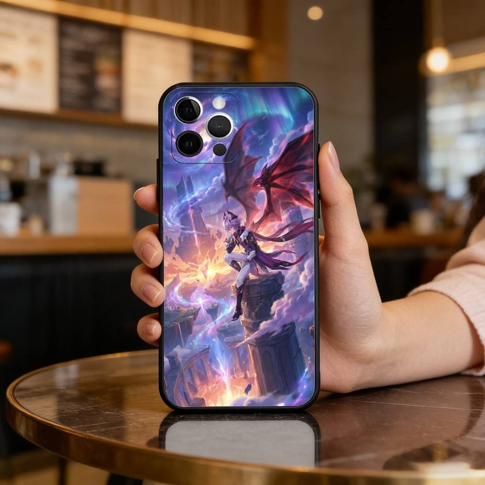 Чехол для телефона Genshin Impact D-Durin Для iPhone 17,16,15,14,13,12,11 Plus,Pro Max,Мягкий Силиконовый Черный Чехол