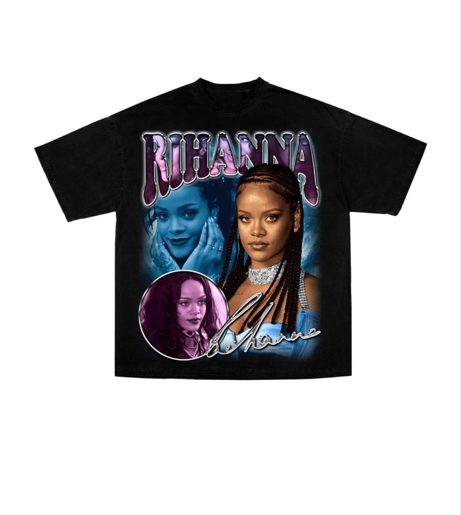 Unisexs Womens Cotton Tees Fashion Singer RIHANNA TShirt Ummer Casual Short Sleeve Round Neck Clothing Loose Tops Trend YK