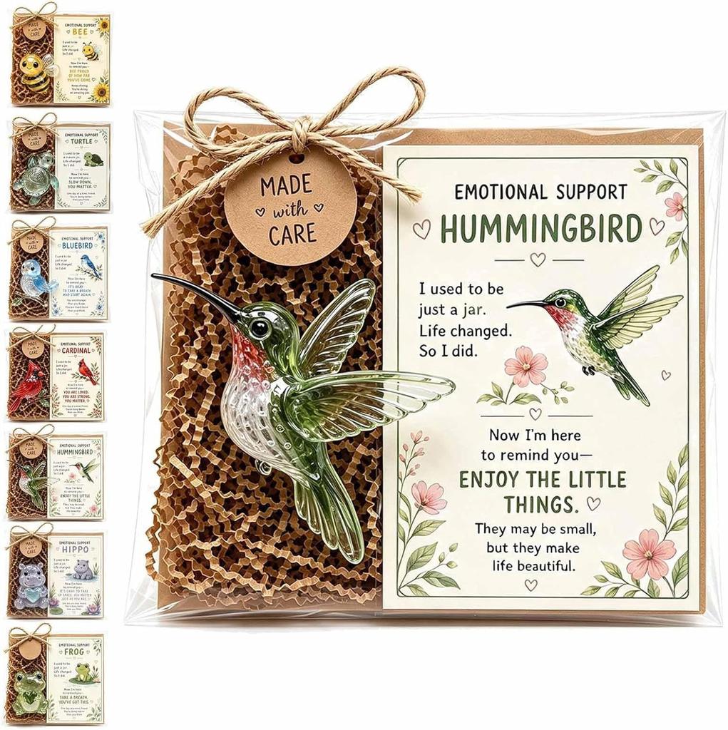 Glass Animal Gifts for Emotional Support Flat Acrylic Memorial Pocket Hug Keepsake, 11 Animal Styles for Comfort