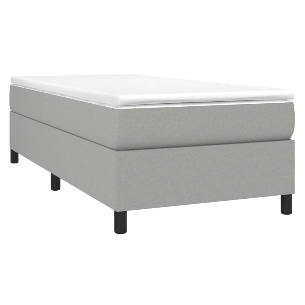 Box Spring Bed Frame Light Grey 90 x 190 cm Fabric