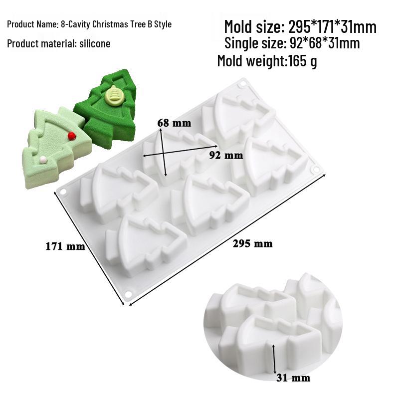 Силиконовая форма Shenhong с 6 ячейками «Рождественская елка и Санта» для муссового торта и выпечки шоколада