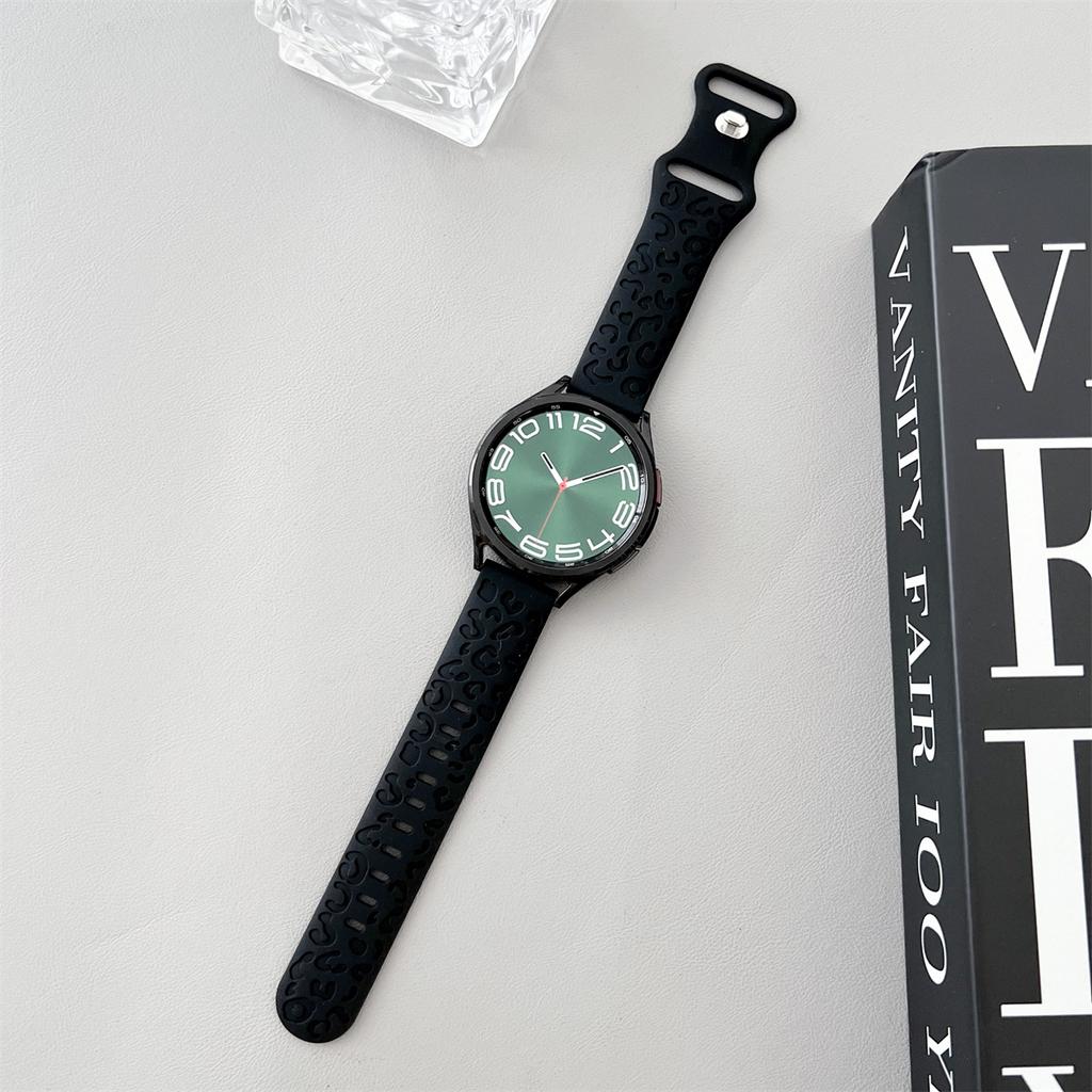 Ремешок с леопардовой гравировкой 20 мм, 22 мм для Samsung Galaxy Watch 6, 5, 4, 40 мм, 44 мм, силиконовый милый ремешок Gear S3 6, классический, 43 мм, 47 мм, Active 2