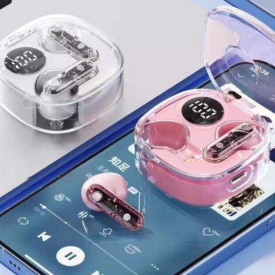 Розовые TWS-наушники с прозрачным зарядным кейсом Беспроводные Bluetooth-наушники с активным шумоподавлением (ANC) Длительное время работы от аккумулятора