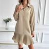 Женское пуховое повседневное платье-рубашка, длинное, на пуговицах, с лацканами и отложным воротником, мини-платье