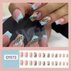 24pcs Nails Art French Blue Maple Leaves Glitter French Edge Fake Nails Full Cover False Nail