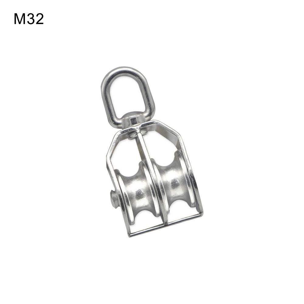 Ring Outdoor Tools Lifting Wheel Double Wheels Swivel Lifting Rope Pulley Stainless Steel Pulley