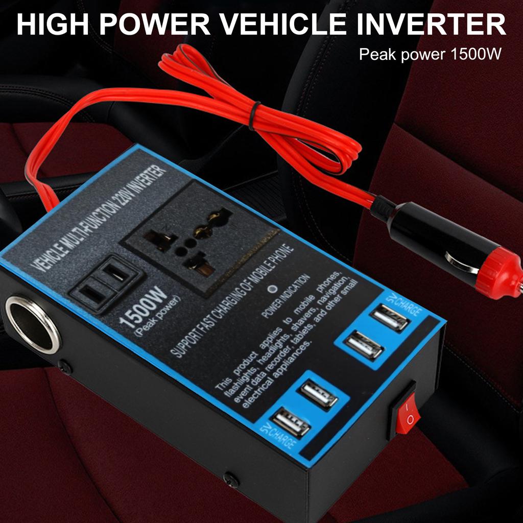 1500W Car Power Inverter with 4 USB Port DC12V 24V To AC220V PowerInverters for Vehicle Converter Fast Charging