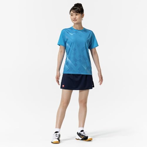 Mizuno Игровая футболка для настольного тенниса, с коротким рукавом, сертифицирована JTTA, отводящая влагу, быстросохнущая, унисекс, 82JAC103, Diva Blue