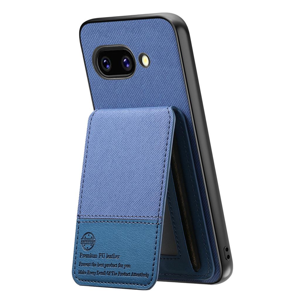 For Google Pixel 9a Case Cloth Texture Leather+PC+TPU RFID Blocking Phone Cover with Card Holder