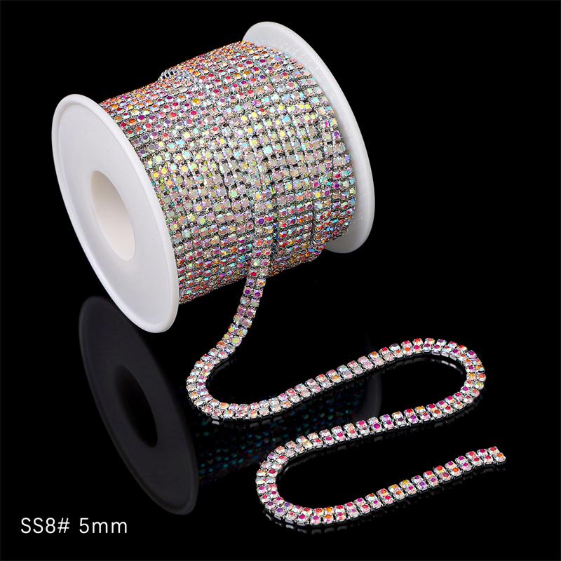 1Yard 2Rows 1Row Crystal Rhinestone Chain Sew-On Glue-On Pearls Trim Copper Cup Chain For Clothes DIY Jewelry Making Accessories