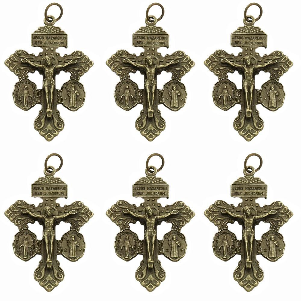 6 шт. многоцелевые католические распятия католические четки детали изготовление католических молитвенных бусин подвески